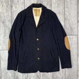 SCOTCH & SODA Vintage Wool-Blend Blazer Mens Blue Rare Sample Elbow Patches Logo